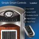 Lasko Oscillating Tower Fan with Remote, Quiet Floor Fans for Bedroom, 42", Woodgrain and Grey, T42954, 42.5"