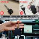 5 x Leather Keys Sleeve for Broken Car Key Loop Replacement, Keychain Cover Cute Protector and Holder for Men, Women (Black)