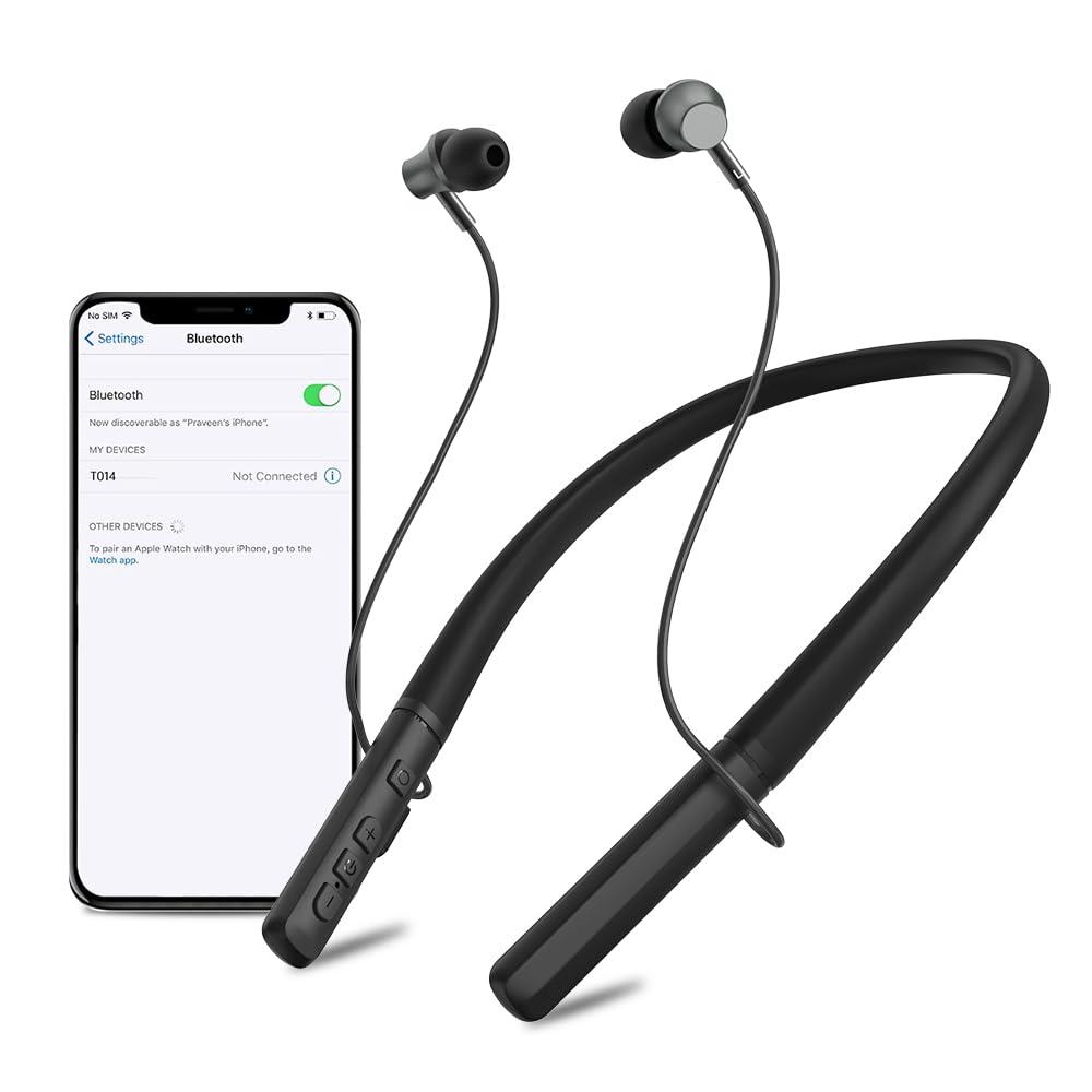 Neckband Hearing Aids for Seniors, Rechargeable Hearing Aid Bluetooth Headphones with Noise Cancelling