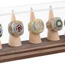 Championship Ring Display Case Baseball Softball Football Ring Holder for 5 Rings Wanult Wood Base Acrylic Sports Ring Display Case Stand for Men Wooden Ring Box for Women Memorabilia Showcase Cube