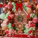 Christmas Gingerbread Balloon Arch Kit 146pcs Red Brown Balloon Garland with Red Candy and Gingerbread House Mylar Balloon for Christmas Gingerbread House Candy Holiday Birthday Party Decorations