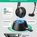 Wireless Headset with Mic for Work, AI ENC Noise Cancelling for Clear Call & Meeting, Single Ear Work Headset with Charge Stand for Remote & Office. Bluetooth 5.3 & USB 2.4G Dongle for Zoom & Teams