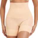 Tummy Control Shapewear for Women - Seamless High Waisted Body Shaper Shorts, No-Roll Under Dress Shapewear (L)