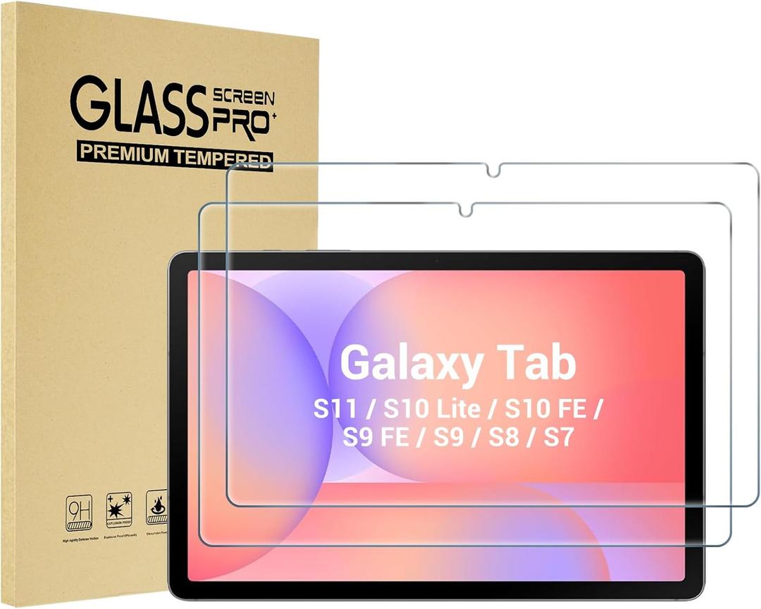 ProCase 2 Pack Screen Protector for Tablet Galaxy Tab S11/ Tab S10 Lite/Tab S10 FE 2025/Tab S9 FE 10.9"/ Tab S9 2023/ Tab S8 2022/ Tab S7 2020 11", Hardness Tempered Glass Screen Film Guard