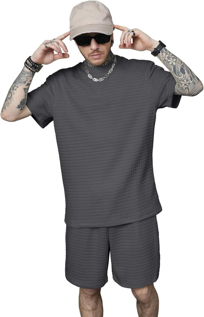 KUYIGO 2 Pieces Outfits Summer Tracksuit Sweatsuits Short Sleeve T-Shirts and Shorts Sets for Generation Z