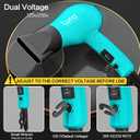 Foldable Travel Hair Dreyr Mini:Dual Voltage Lightweight Blow Dryer with Pouch,1200w Compact Pink Small Hair Dryer for Acrylic Paint Pouring(Turquoise Green)