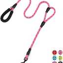 Rope Dog Leash 6ft Long, Traffic Padded Two Handle, Heavy Duty ,Reflective Double Handles Lead for Control Safety Training ,Leashes for Large Dogs or Medium Dogs, Dual Handles Leads, (Pink)