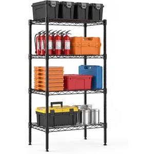NEWBULIG 4-Tier Metal Shelving Rack, 200 lbs Wire Storage Shelves, Black