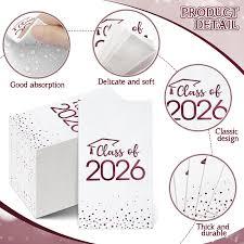 100pcs Class of 2026 Graduation Napkins, Disposable Congrats Grad Cocktail Napkins Foil Dot Paper Hand Towels for 2026 High School University College Graduation Party Decorations (White Maroon）