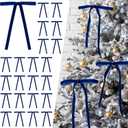 40Pcs Velvet Ribbon Bows, 5x7 Inch Pre-Tied Bows Christmas Ornaments for Xmas Tree, Garland, Wreath, Gift and Holiday Home Dcor (5 x 7 Inch, Width of 3/8",Navy Blue)