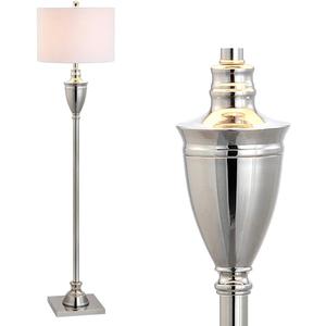 JONATHAN Y JYL3023A Othello 62" Metal LED Floor Lamp, Contemporary, Modern, Transitional, Elegant, Office, Living Room, Family Room, Dining Room, Bedroom, Hallway, Foyer, Polished Nickel