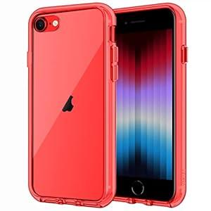 JETech Case for iPhone SE 3/ 2 (2022/ 2020 Edition), 4.7-Inch, Shockproof Phone Bumper Cover, Anti-Scratch Clear Back (Red) 