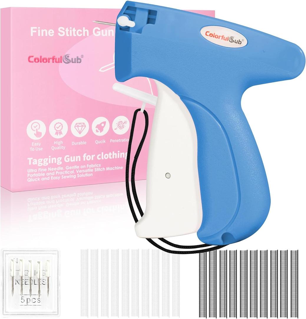 Stitch Gun for Clothes Sewing, Handheld stitchy Quick Clothing Fixer, Sticky Gun for Clothes Quick Stitch Sewing Gun kit Includes 6 Needles and 2000 Fasteners (Blue)