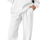 KIRUNDO Sweatsuits Women 2 Piece Outfit Matching Workout Lounge Sets Spring Fall Clothing Tracksuit Airport Travel Outfits (Small, White)