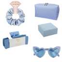 5pcs Bridesmaid Scrunchies Proposal Gifts makeup bag bulk Jewelry Box 4.1inch square Hair Claws Bachelorette Hair Clip heart sunglasses Girls for Wedding Party Favors (Blue, Small)