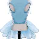 ASENKU Dog Dress, Dog Wedding Dress, Pet Lace Princess Dress with Bows for Wedding Birthday Party, Puppy Formal Apparel with Pearl Necklace for Medium Large Dogs (Blue, Large)