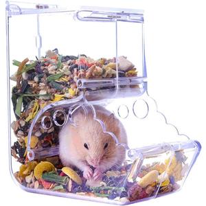 Hamsters Feeder Small Animals Automatic Dispenser Acrylic Clear Pet Food Storage Bowl for Dwarf Hamster Gerbils Mice Hedgehog Guinea Pig Pigeon Parrots (400ML)