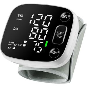 Oklar Blood Pressure Monitors for Home Use Rechargeable Wrist Digital BP Machine Cuff with LED Backlit Display, Voice Broadcast, 240 Memory Storage for 2 Users with Carrying Case (Black)