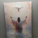 Jesus Baptism Canvas Wall Art Jesus And The Dove Picture Wall Decor Holy Spirit Christian Faith Poster Print Painting for Living Room Bedroom Church Decoration Ready To Han