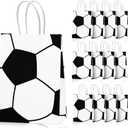 Leezmark 12 Pcs Soccer Party Favor Bags, Soccer Themed Party Gift Bags with Handles, Paper Gift Bags Soccer Goodie Bags Treat Candy Bags for Kids Adults Soccer Party Supplies
