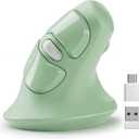 MicroPack Ergonomic Vertical Wireless Mouse, Silent Cordless Mouse with USB-A & Type-C Receiver, 800/1200/1600 DPI, 6 Buttons, Reduces Wrist Strain for Windows, Mac, PC & Laptop Green