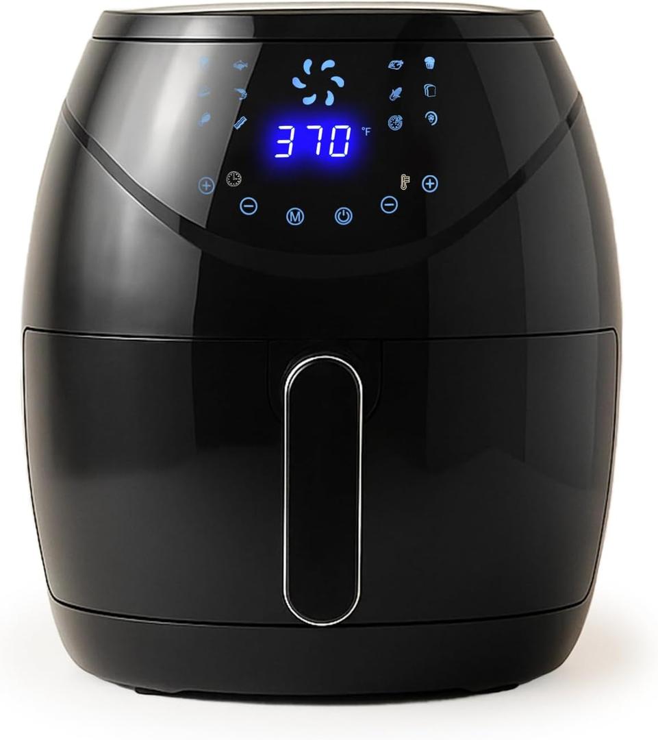 Air Fryer 6.5 QT Extra Hot Air Fryer for Crispy Cooking Bake Roast Nonstick High Gloss Black Finish Perfect for Healthy Meals Kitchen Appliance, xl