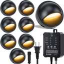 Low Voltage LED Deck Lights kit with Transformer Timer and Photocell Sensor, IP67 Waterproof Fence Lights, Warm White Deck Lighting for Outdoor Walkway Stair post Railing, UL-Listed Cord 8Pack