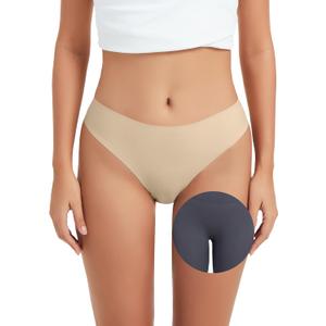 OVRUNS Seamless Thongs for Women No Show Thong underwear High Waist Invisible Panty Liners Workout G-String