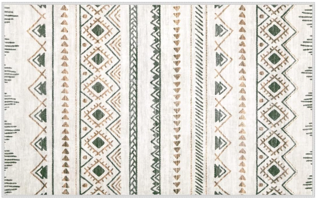 Area Rug for Living Room 10x14: Large Washable Boho Moroccan Rugs Geometric Neutral Rug, Non-Slip Foldable Morden Farmhouse Indoor Floor Carpet for Bedroom Dining Room Home Office（Brown Green,10'x14'）