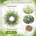 4 PCS Small Winter Blue Berry Cabinet Wreath Artificial Mini Kitchen Wreaths Vintage Swags Wreath with Retro Burlap Ribbon for Farmhouse Rustic Home Front Door Window Pillar Wedding Chair Wall