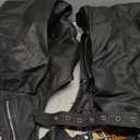 GARGOYLE BELLS Motorcycle Leather Chaps for Men & Women, Black Cowboy Biker Riding Chaps Split Soft Leather Pants (Large)