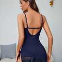 Avidlove Night Gowns for Women Babydoll Lingerie Dress Lace Trim Sleepwear Chemise Nightgowns Side Split Nighty (Small, Blue)