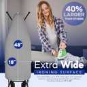 BKTD Extra-Wide Ironing Board 48"18" Large Surface (57" w/Iron Rest) Built-in Clothes Rack, Hanger & Cord Holder Heat-Resistant Cover Heavy-Duty, No Wobble Adjustable Height Black Grey.