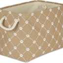 Bone Dry Pet Storage Paw and Bone, Trellis Collection, Small Rectangle, 14x8x9, Taupe