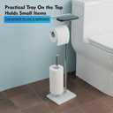 Toilet Paper Holder with Shelf, Free Standing Toilet Paper Holder with Storage - Toilet Paper Stand for Holding Extra 3 Rolls, Tissue Holder for Bathroom (Brushed Nickel with Marble Base)