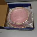 N9R 60PCS Pink Plastic Plates with Gold Rim  30 Dinner & 30 Dessert Plates, Circular Ribbed Design, Elegant Disposable Plates for Weddings, Events, Banquets, Special Occasions (Translucent Pink)