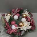 Christmas Wreath Xmas Decor with Balls Wall Hanging Ornament Artificial Wreath for Indoor Outdoor, Wall, Holiday, Window Shop