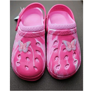 Butterfly Size 3 Pink Children's Clogs Slip-on Slides Non-Slip Pool Beach