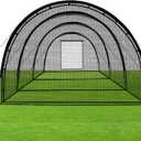 Baseball Batting Cage Net Batting Cages for Backyard Portable Pop Up Cage for Baseball and Softball with Pitching Machine Hole and Detachable Door (30 x 12 x 7 Feet)