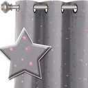 H.VERSAILTEX Blackout Star Curtains for Kids Room Boys Girls Twinkle Stars Thermal Insulated Cute Thick Soft Curtain Drapes, Grommet Top, 1 Panel, 52" W x 63" L, Grey/Pink