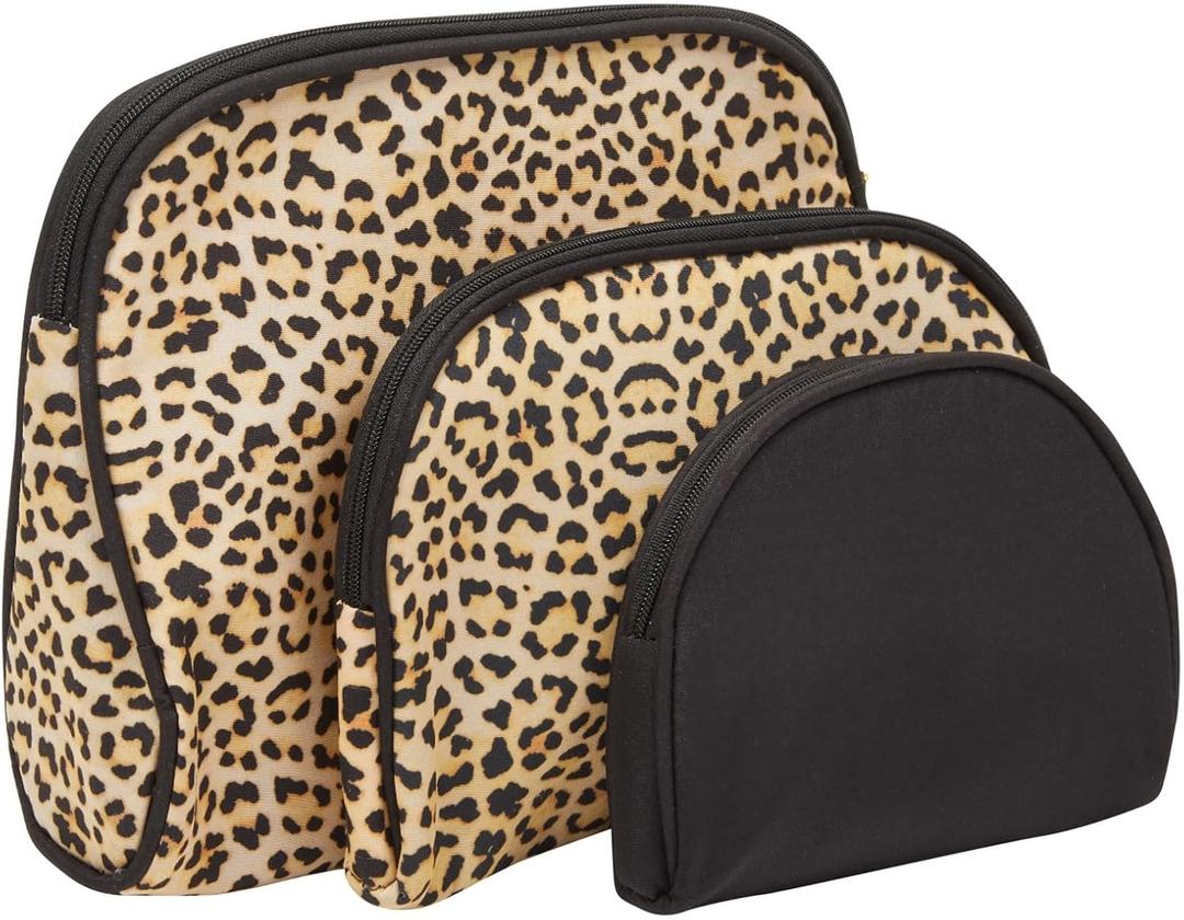 3 Pieces Leopard Makeup Bags Set for Women, Cosmetic Travel Pouch Toiletry Organizer