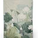 Floral Blanket - Soft, Cozy, Lightweight Flannel Throw Blankets for Couch, Bed, and Travel - Fuzzy, Fluffy Decor Perfect for Outdoor Use and Home Decor, Beautiful Lotus Design 60×50 in