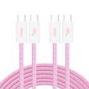 Belkin USB C to USB C Cable 2-Pack, 9.9ft, 60W - Type C Charger, iPhone Charger Cord, Soft, Braided, Flexible for iPhone 17, Galaxy S25, Pixel 10, Airpods, iPad Pro & More, Travel Essentials - Pink