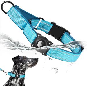 Airtag Dog Collar with Martingale Design, IP68 Waterproof Air Tag Collar Holder, Adjustable Reflective Soft Padded Nylon Dog Collar for Large Medium Small Dogs (S(13"-14.5"), blue)