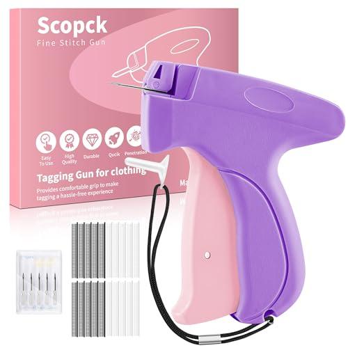 Stitch Gun for Clothes - Handheld Stitch Gun Quick Clothing Fixer - Tagging Gun - Includes 6 Needle, 1000 Black Fasteners & 1000 White Fasteners (Pink/Purple)