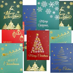 Fancy Land Christmas Greeting Cards with Envelopes 24 Pack Foil Embossed Christmas Note Cards 4 X 5.25 Blank Inaide Snowflakes Tree Ornaments Classic