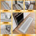 Ottomanson Kitchen Runner Rug 20" x 53" Non Slip Rubber Backed Kitchen Rug Runner for Sink Area, Laundry Room, Entryway, Low Pile Indoor Floor Runner, Border Light Gray, 1'8" x 4'11"