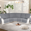 100% Waterproof Reclining Sectional Couch Covers L-Shape Recliner Sofa Cover 5 Seat, Silver Gray