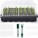 Delxo 3 Pack Seed Starter Kit Large Seedling Starter Tray(144 Cells) Total with Humidity Domes - Adjustable Vents & Deep Base Germination Kit for Indoor Gardening - Includes 10 Tags & Tools