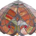 Tiffany Lamp Shade Replacement Only 12X6 Inch Stained Glass Style Lampshade with Cap fit for Table lamp Pendant Light Ceiling Fixture (Red)